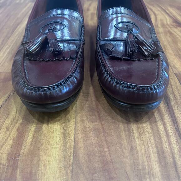 Hush Puppies Men\'s Burgundy Kiltie & Tassel‎ Leather Loafers Dress Shoes 10W